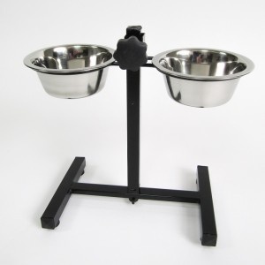LEOPET SUPPORTO RIALZATO AD H REGOLABILE CON 2 CIOTOLE 2800ML. IN ACCIAIO INOX